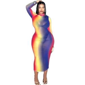 Sexy Plus size Ombre Mock Neck Bodycon Dress sz 2x